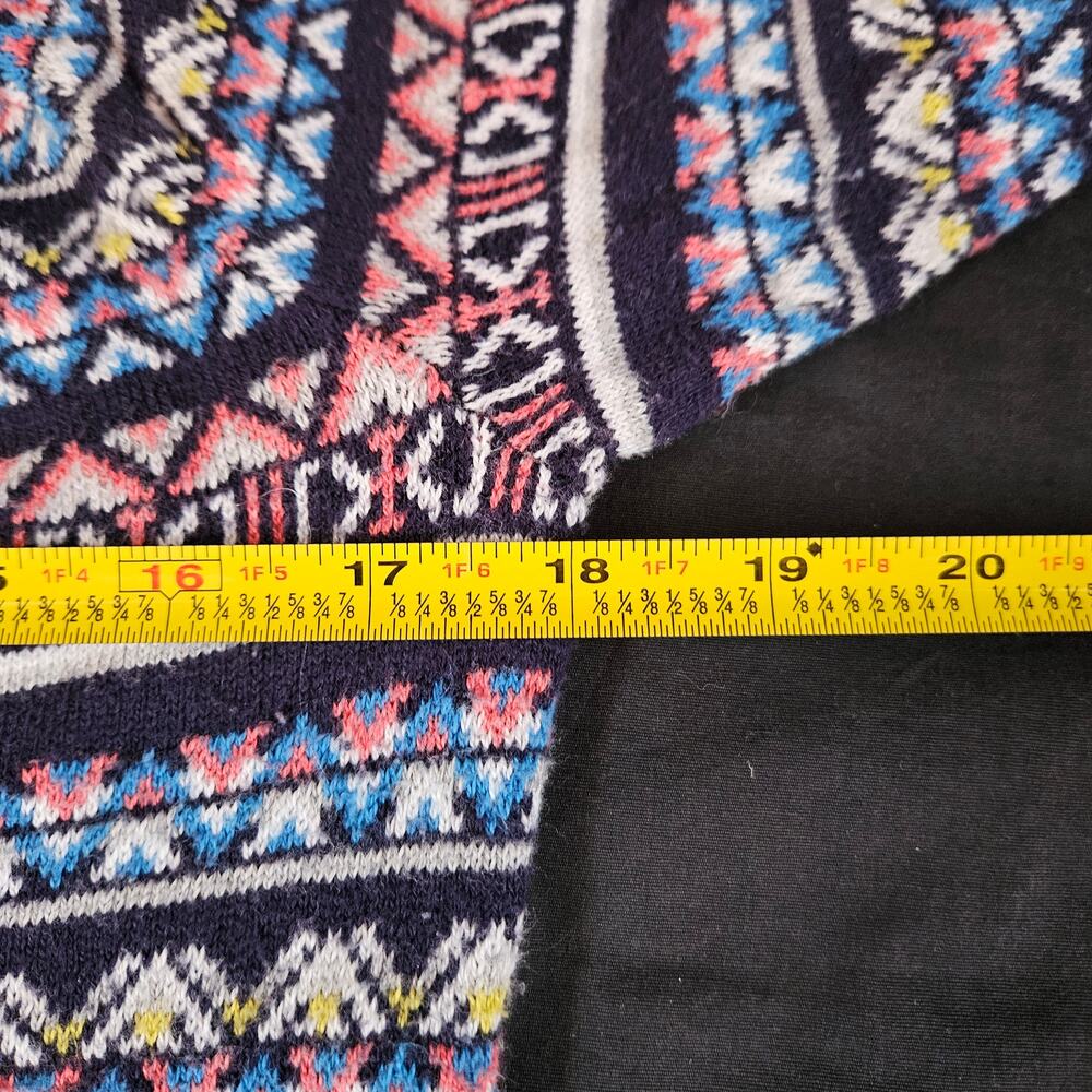 Vintage Merona Women's‎ Knit Sweater Size L Dark Blue Fair Isle Pattern Holiday - Picture 6 of 8